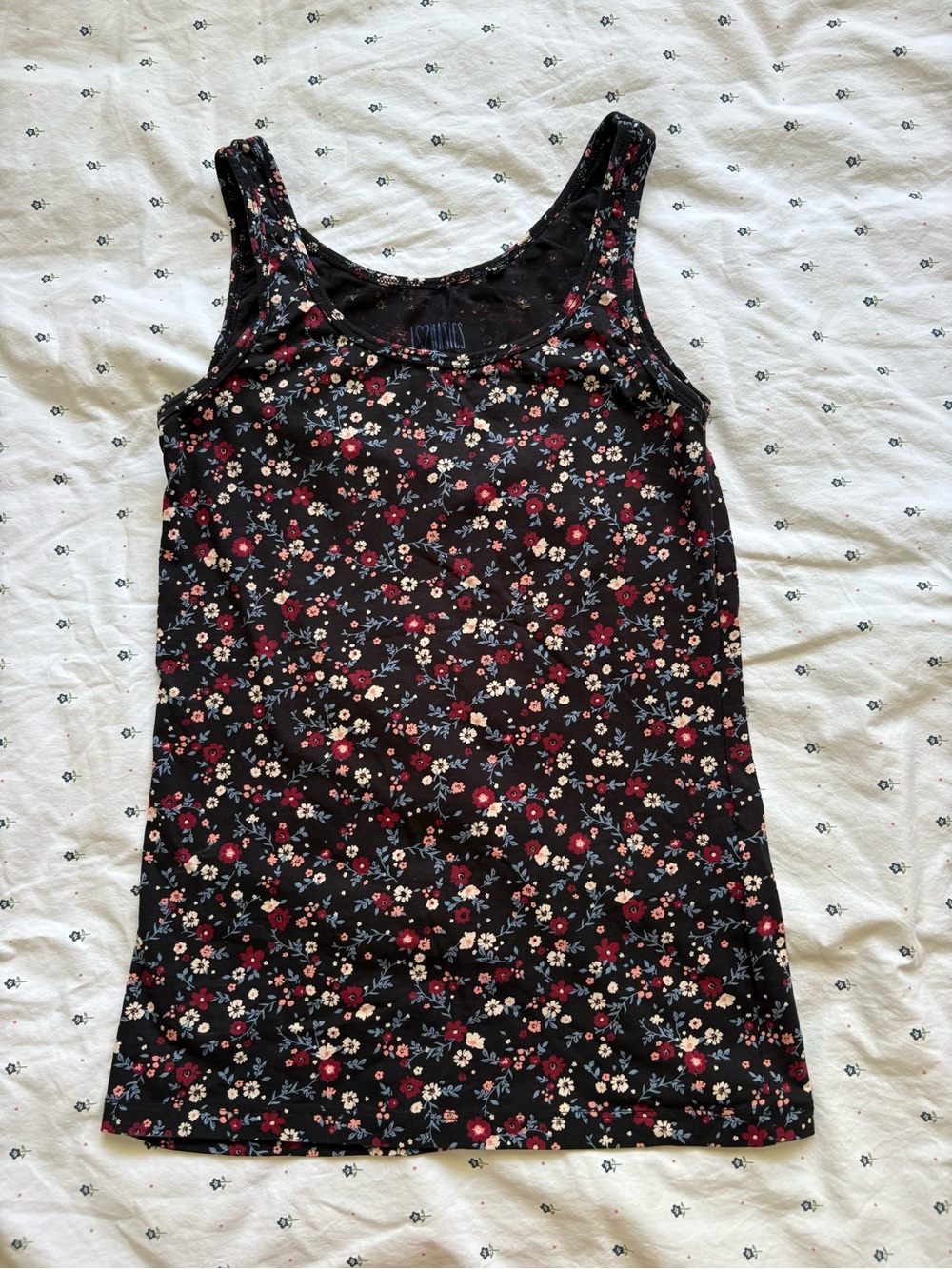 Black floral tank